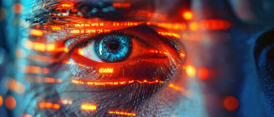Futuristic Security, Man with high-tech eye scan, Biometric Verification