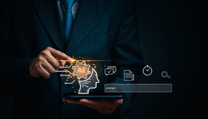 digital technology artificial intelligence AI Prompt chat and communication online network...