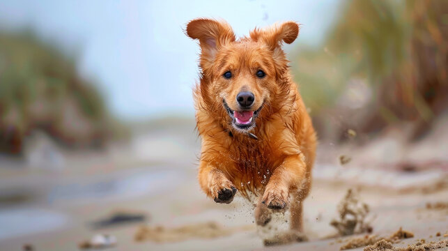 Canine Agility, Dog running on beach, Animal Vitality