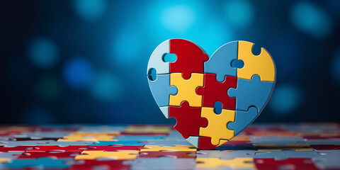 World Autism awareness and pride day. Puzzles background.