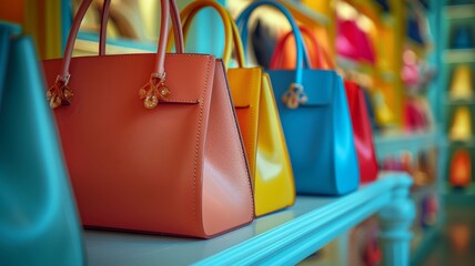 Shopping spree with vibrant bags and stylish heels - obrazy, fototapety, plakaty