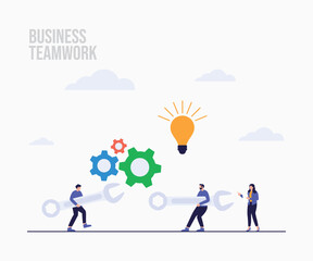 Business mechanism and strategy analysis idea landing page illustration