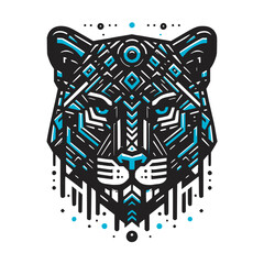 animal geometric head of panther colorful vector illustration