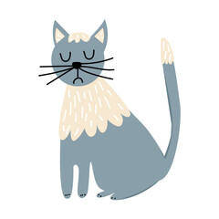 Cute funny grey cat vector illustration 