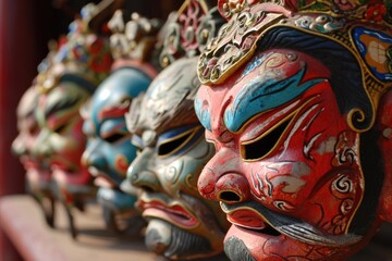 Classical Beijing Opera Masks in Traditional Chinese Culture - obrazy, fototapety, plakaty