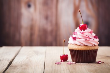 Appetizing cup cake with an icing.