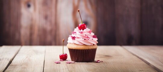 Appetizing cup cake with an icing.