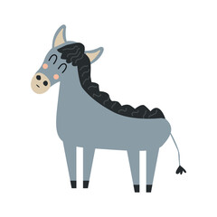A donkey cute animal cartoon character vector illustration.