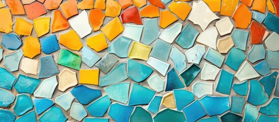 Colorful mosaic wall for background with space for text.
