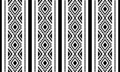 Navajo southwest geometric seamless pattern fabric black and white design for textile printing