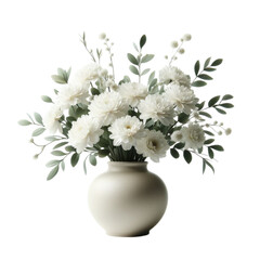 vase with beautiful white flowers cut out isolate  © Yuttana