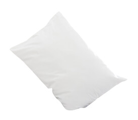 White pillow with cases after guest's use in hotel or resort room isolated on white background with clipping path