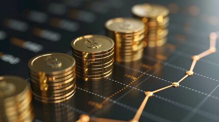 Illustrate a graph depicting the exponential growth of investment returns, financial growth and investment