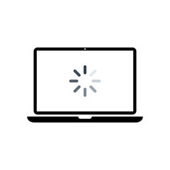 Loading on laptop screen icon vector. Buffering on notebook display concept