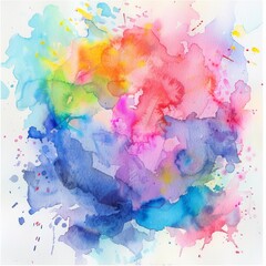 A playful burst of watercolor joy, with pink and blue hues dancing amidst splatters of sunny yellow and vibrant green.