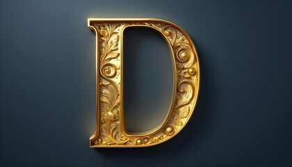 Letter D Made Of Gold