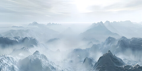 Panoramic view of the mountains covered with snow in winter - Ai Generated