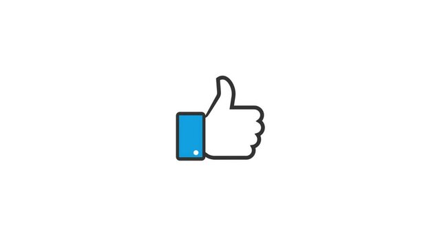 Thumb up like icon animation, like emoji icon, hand gesture like icon. Animation of a cool thumbs like icon 