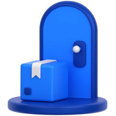 3d icon of a package at the door