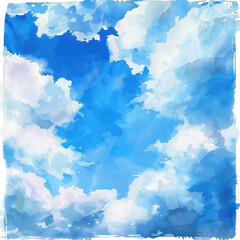 Fototapeta na wymiar blue sky background, sky and clouds, a sky draw in watercolor style