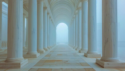 Naklejka premium Ancient colonnade with classical columns, evoking the timeless elegance of historical architecture
