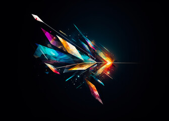 Abstract modern background with colorful triangles and star.