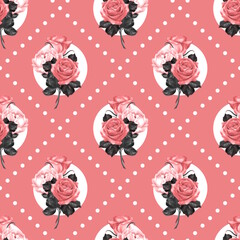 Roses seamless pattern background. Romantic fabric design. - 759806853