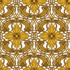 Baroque is a chic, luxurious, sophisticated seamless pattern of vignettes in the Renaissance style - 759807427