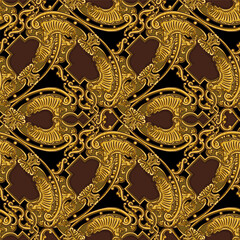Baroque is a chic, luxurious, sophisticated seamless pattern of vignettes in the Renaissance style - 759807641