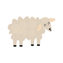 Cute cartoon style sheep vector illustration. 