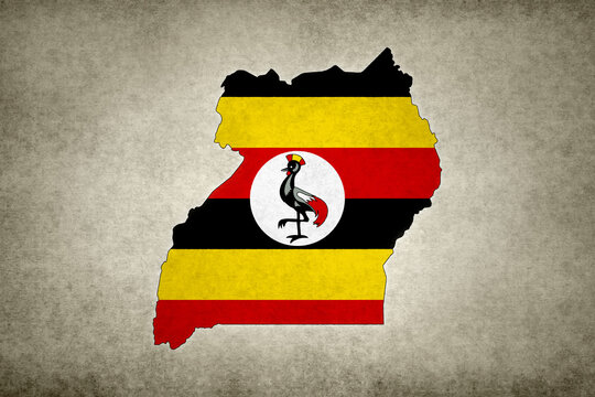 Map of Uganda with its flag within