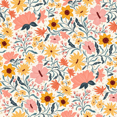 Yellow orange spring garden pattern