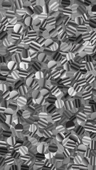 Sparkling Silver Sequins, Vertical Festive Background Closeup. Realistic Shiny Glitter Pattern, Detailed Chrome Backdrop for Holiday and Party Banner, Vector Design
