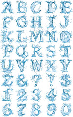 Fototapeta premium Alphabet and numbers water waves