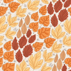 Orange and brown Autumn leaves pattern