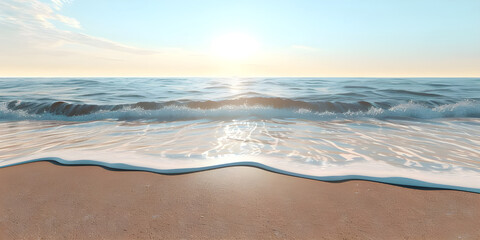 Sea wave with foam on the sandy beach, 3d render illustration - Ai generated