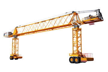 Obraz na płótnie Canvas Tall construction cranes in industrial environment isolated on transparent background.