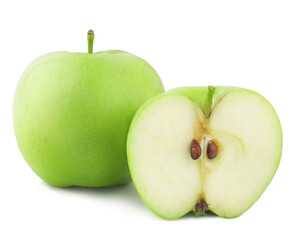 Green apple and slice isolated on a white background