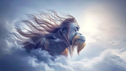 Majestic Orangutan-Shaped Clouds at Golden Hour Gen AI