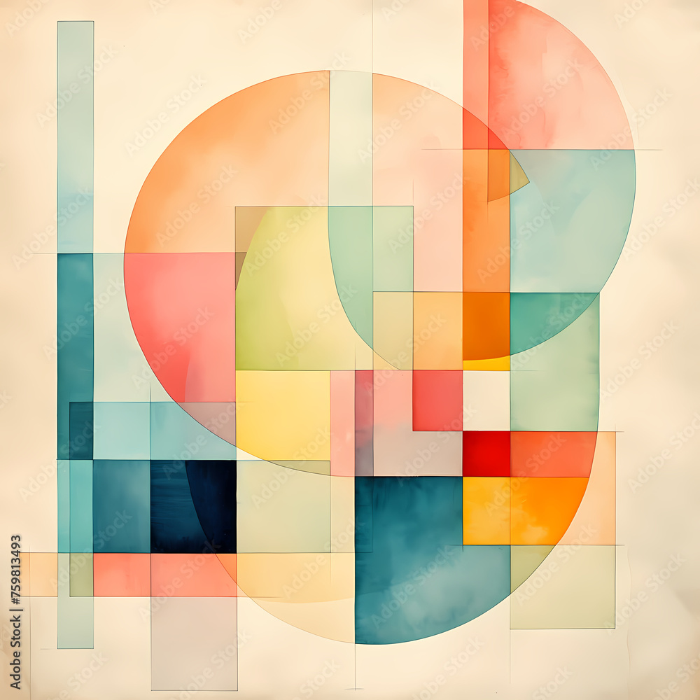 Wall mural Geometric shapes in pastel hues.