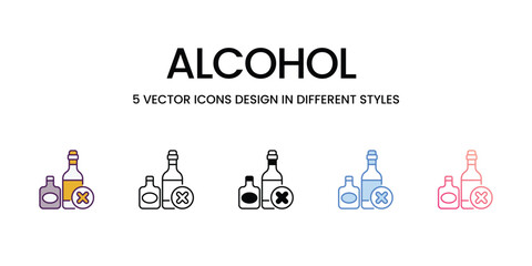 Alcohol icons set vector illustration. vector stock,