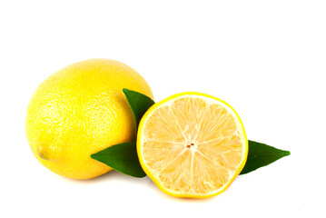 Lemon and slice isolated on a white background