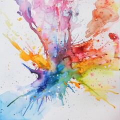 Dynamic watercolor splash with explosive color spread, perfect for vibrant artistic backgrounds and designs.