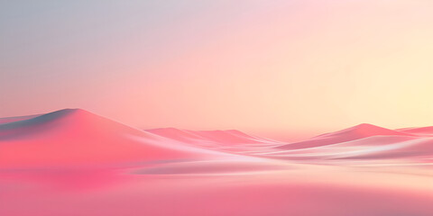 Beautiful pink sand dunes at sunset background, 3d render illustration - Ai generated
