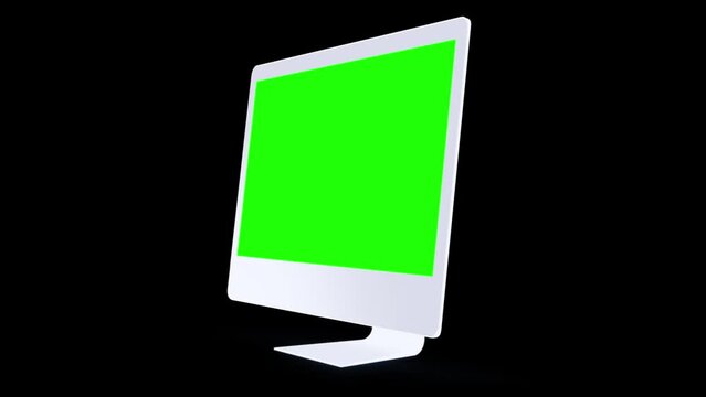 HD animation of moving Desktopmockups..Green background for chroma key on the smartphone screen. used for commercials and app presentations