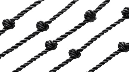 Set black ropes for tag isolated on white background transparent