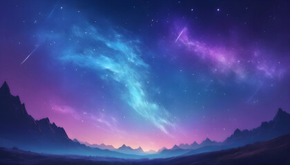 Fototapeta na wymiar Beautiful fantasy starry night sky, blue and purple colorful, galaxy and aurora 4k wallpaper