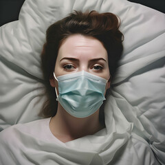 woman in mask Flu Generative AI
