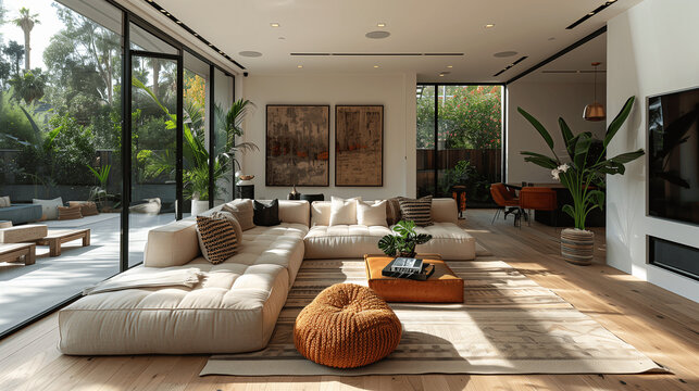 Modern Living Room with Large Windows and Natural Light