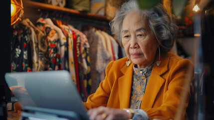 Fototapeta premium Boutique owner working on a laptop